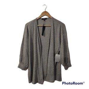 Eclair Women's Ribbed Hacci Knit Cardigan Gray Sweater